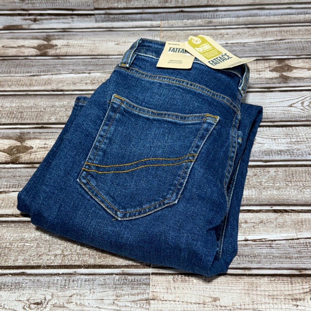 FatFace Brooke Bootcut Jeans Size 2 Indigo Blue High Rise Stretch‎ Denim NWT